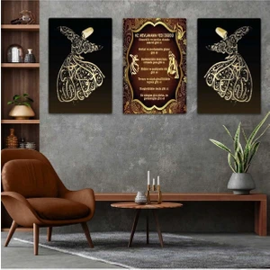 Mevlana'nın Yedi Öğüdü 3'lü Mdf Tablo Set