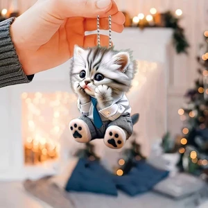 Kedi Figürlü 3 Boyutlu Anahtarlık (Masum)