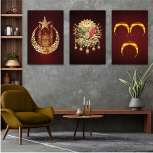 Üçlü Mdf Osmanlı Tuğrası Tablo Seti