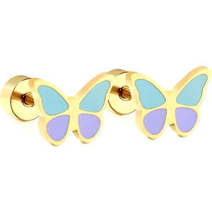 Kelebek Model Çelik Çocuk Küpesi - Vidalı Kapama