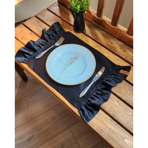 Serra Saten 2 Kenar Fırfırlı Siyah Vintage Amerikan Servis 30 x 50