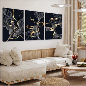 Soyut Desen 3'lü Kanvas Tablo