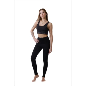 Looksense Kadın Siyah Yüksek Bel Çift Cepli Toparlayıcı Fitness Spor Tayt 1005