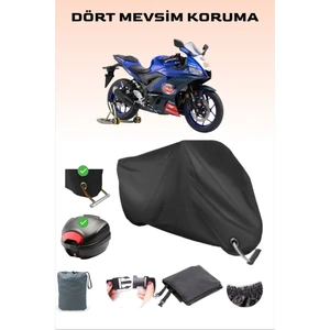 Yamaha R25 TR54 Edition Için Arka Çanta ve Kilit Uyumlu Siyah Motosiklet Branda, Güvenli