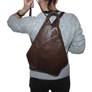 Kadın Sırt Omuz Çantası Hakiki Deri Vazo Model Koyu Kahverengi