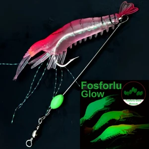 Fosforlu Glow Silikon Karides Yapay Yem Pembe