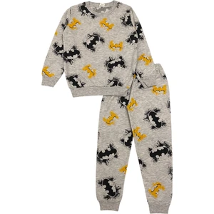 Şeker Kids Erkek Çocuk Iki Iplik Pamuklu Şardonlu Gri Batman Desen Pijama Takımı