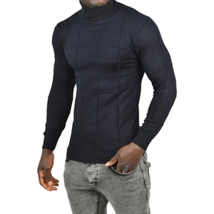 Kare Desenli Balıkçı Yaka Slim Fit Boğazlı Triko Kazak 2505493