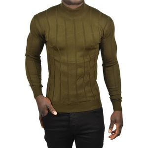 Slim Fit Likralı Tüylenme Yapmayan Yarım Balıkçı Çizgili Triko Yarım Boğazlı Kazak 2505503