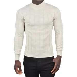 Slim Fit Likralı Tüylenme Yapmayan Yarım Balıkçı Çizgili Triko Yarım Boğazlı Kazak 2505503