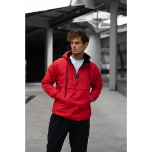 He Kanguru Kürklü Mont 01 Kırmızı