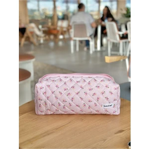 Toz Pembe Gül Desenli Saç Şekillendiricileri Için Seyahat Çantası - Xl Boy