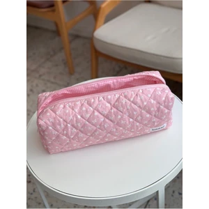 Pembe Kurdele Desenli Saç Şekillendiricileri Için Seyahat Çantası - Xl Boy