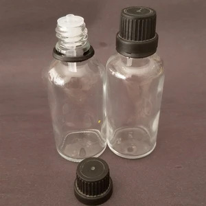 Ziylan Ambalaj 30 ml Şeffaf, İçten Damlalıklı Kapak, 12 Adet Siyah Da mlatmalı Kapak, Esans Şişesi, Boş Şişe, Aroma Şişesi