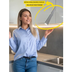 Beyaz Günışığı Mutfak Dolabı ve Tezgah Altı LED Şerit Profil Aydınlatma Fişli Anahtarlı