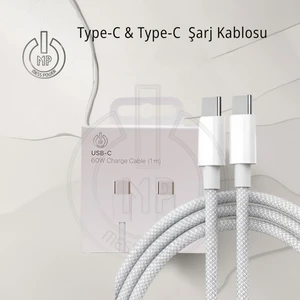 Şarj Kablosu-Uçları Type-C -Dışı Örgülü Şık ve Kibar (1m)-Tüm Type-C Telefonlara Uyumludur. Şarj Kablosu data özelliklidir.-VİDEO İZLE