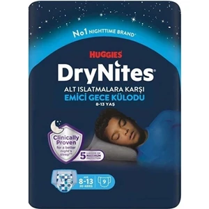 Drynites Erkek Emici Gece Külodu 8-13 Yaş 30-48 kg 9lu