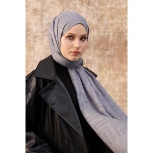 Fendi Desen Pamuk Jakar Şal Gri 8009-09