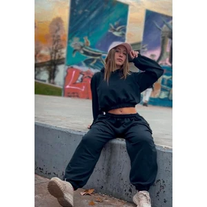 Şardonlu Eşofman Altı Kışlık Içi Pamuklu Erkek / Kadın Unisex Ultra Bol Beli Lastikli Çift Cepli