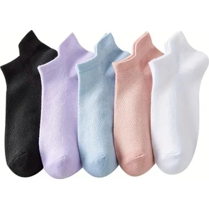 Karayel Çorap Kadın Çekçekli Pamuklu Patik Çorap 5'çift