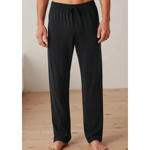 Elemge %100 Pamuk Premium Kumaş Pijama Altı Regular Fit Beli Lastikli Ipli Cepli Terletmez Esnek Siyah Erkek Rahat Kesim Eşofman