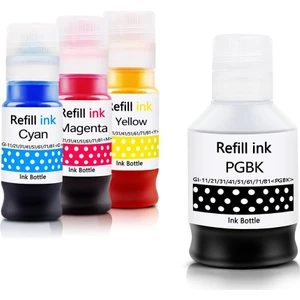 Canon Pixma G2420 GI-41/GI41 4 Renk Muadil Mürekkep Seti - Siyah 170 Ml- Renkliler 70 ml