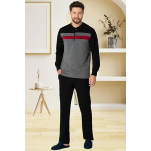 Mecit 2763 Gri %100 Pamuk Büyük Beden Erkek Pijama Takımı