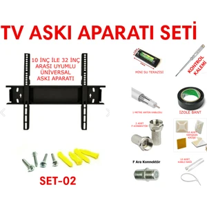 Plusramtech Set-02 Askı Aparatı Seti 10" Ile 32" Arası Tüm Tvlere Uyumlu Duvar Tv Askı Aparatı