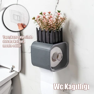 2042 Yapışkanlı Banyo Tuvalet Kağıtlığı Wc Peçetelik Kağıtlık Tutucu Tuvalet Kağıdı Organizeri
