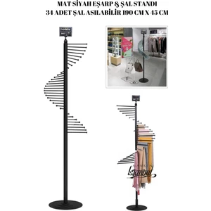 Manken İstanbul Yüksek Kalite Siyah Eşarp Standı Şal Standı Aksesuar Standı ( 34 Şal Asılabilir )