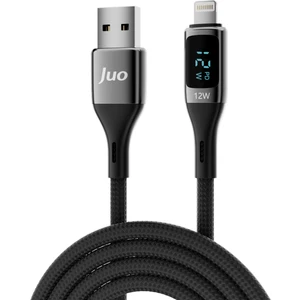 12W Dijital LED Ekranlı Usb-A To Lightning iPhone iPad Örgülü Hızlı Şarj ve Data Kablosu 1 Metre