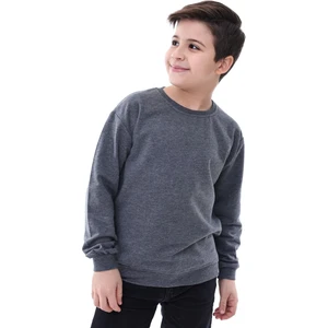 Basic Bisiklet Yaka Şardonlu Çocuk Sweatshirt 3-10 Yaş Antrasit