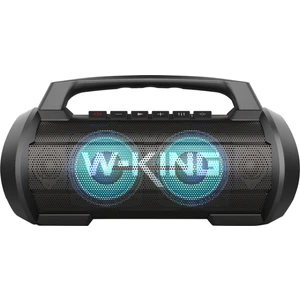 W-Kıng D10 Bluetooth Hoparlör 120W Partybox 42S Dinleme Işıklı Ipx6 Kablosuz Stereo Tws Ses Bombası Siyah