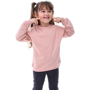 Basic Bisiklet Yaka Şardonlu Çocuk Sweatshirt 3-12 Yaş Pudra