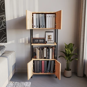 Yg Decor Ygdecor Metal Kitaplık 5 Raflı  Kapaklı Kitaplık Çok Amaçlı Dosya Kitap Rafı Ofis Salon Raf