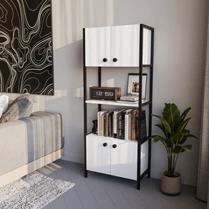 Yg Decor Ygdecor Metal Kitaplık 5 Raflı  Kapaklı Kitaplık Çok Amaçlı Dosya Kitap Rafı Ofis Salon Raf