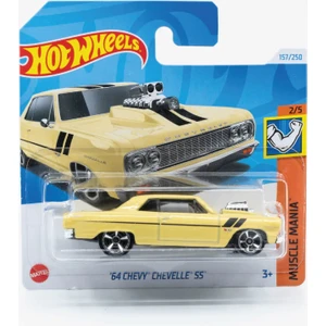 Hot Wheels 1/64 Ölçek Tekli Regular Arabalar HTD79 Muscle Mania / '64 Chevy Chevelle Ss (Sarı)