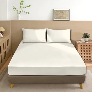Organik Pamuk Akfil Düz Çarşaf Seti Çift Kişilik 240X260 cm Kırık Beyaz