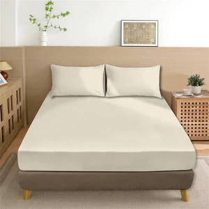 Organik Pamuk Akfil Düz Çarşaf Seti Çift Kişilik 240X260 cm Krem