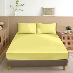 Organik Pamuk Akfil Düz Çarşaf Seti Çift Kişilik 240X260 cm Sarı