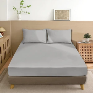 Organik Pamuk Akfil Düz Çarşaf Seti Çift Kişilik 240X260 cm Gri
