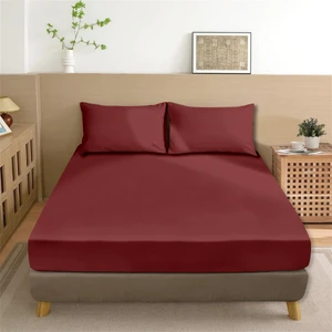 Organik Pamuk Akfil Düz Çarşaf Seti Çift Kişilik 240X260 cm Koyu Bordo