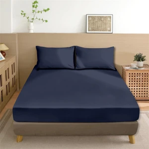 Organik Pamuk Akfil Düz Çarşaf Seti Çift Kişilik 240X260 cm Lacivert