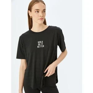 Baskılı Bisiklet Yaka Uzun Rahat Kalıp T-Shirt