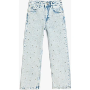 Taş Detaylı Regular Fit Kot Pantolon - Straight Fit Jean