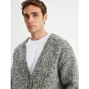 Triko Hırka V Yaka Düğmeli Yün Karışımlı