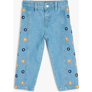 Nakış Detaylı Pamuklu Denim Pantolon