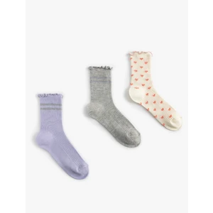 3'lü Çorap Seti Desenli Pamuklu