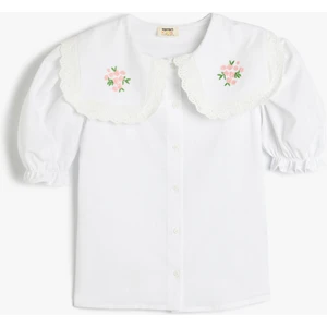 Fırfır Detaylı Kare Yaka Balon Kollu Bluz