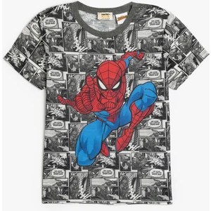 T-Shirt Spiderman Baskılı Lisanslı Kısa Kollu Bisiklet Yaka
